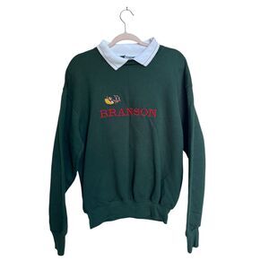 Branson Grandma Green Collared Christmas Sweater Size Large‎ Santa Sleigh